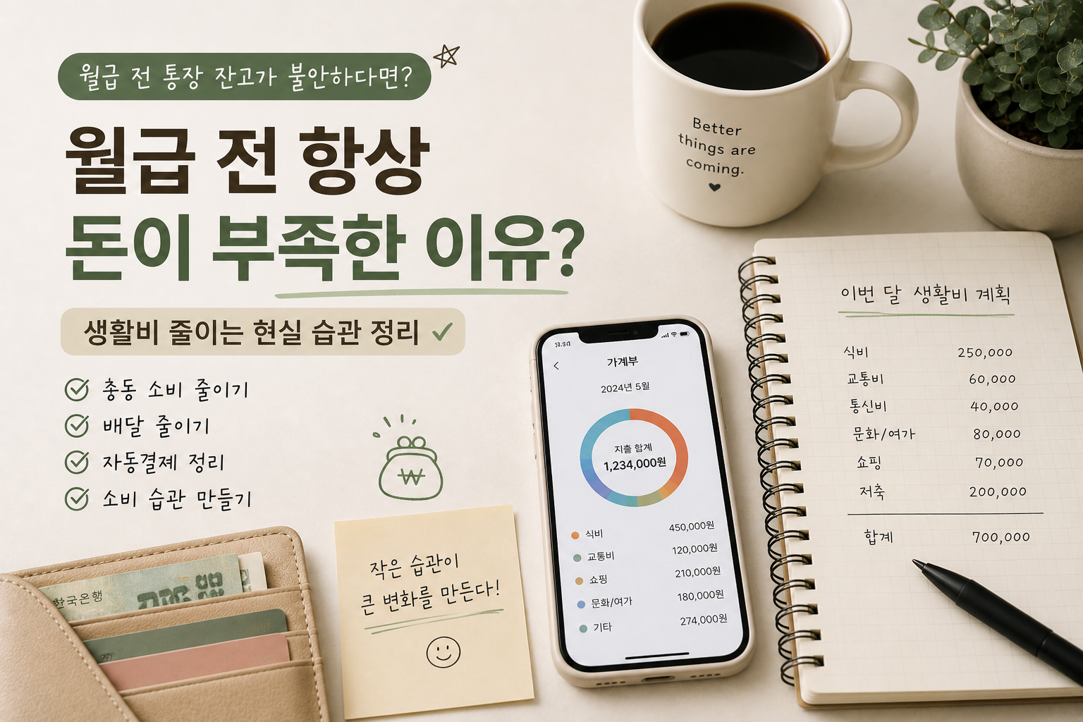 월급 전 항상 돈이 부족한 이유? 생활비 줄이는 현실 습관 정리